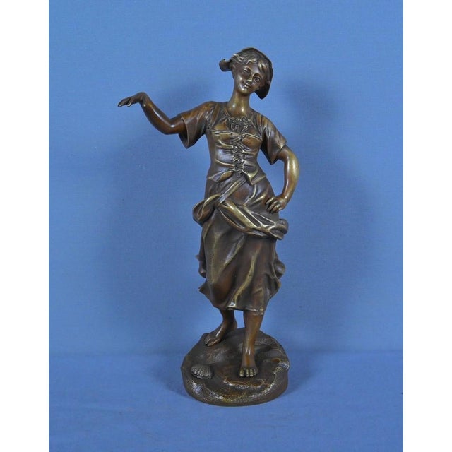 Bronze Fisherwoman by Giraud, 19th Century For Sale - Image 5 of 17