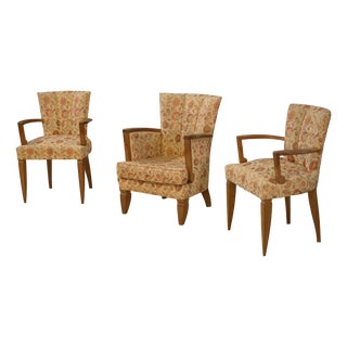 Bridge Armchairs by Jules Leleu, 1930s, Set of 3 For Sale