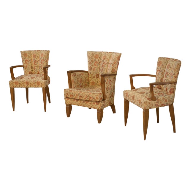 Bridge Armchairs by Jules Leleu, 1930s, Set of 3 For Sale