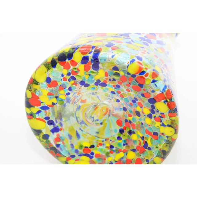 Late 20th Century Hand Blown Multicolor Murano Style Art Glass Jug Pitcher and Glasses For Sale - Image 5 of 12
