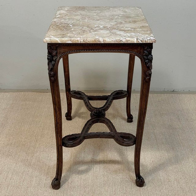 19th Century Belgian Louis XVI Transitional Walnut Marble-Top Table For Sale - Image 14 of 18