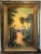 Original oil on canvas by the painter Vitaly: golden light falling through tall palms onto still water. A large, warm...