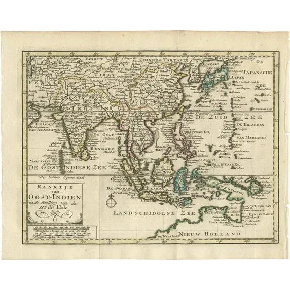 Authentic Map of Southeast Asia with Original Border Coloring, 1745 For Sale - Image 6 of 6