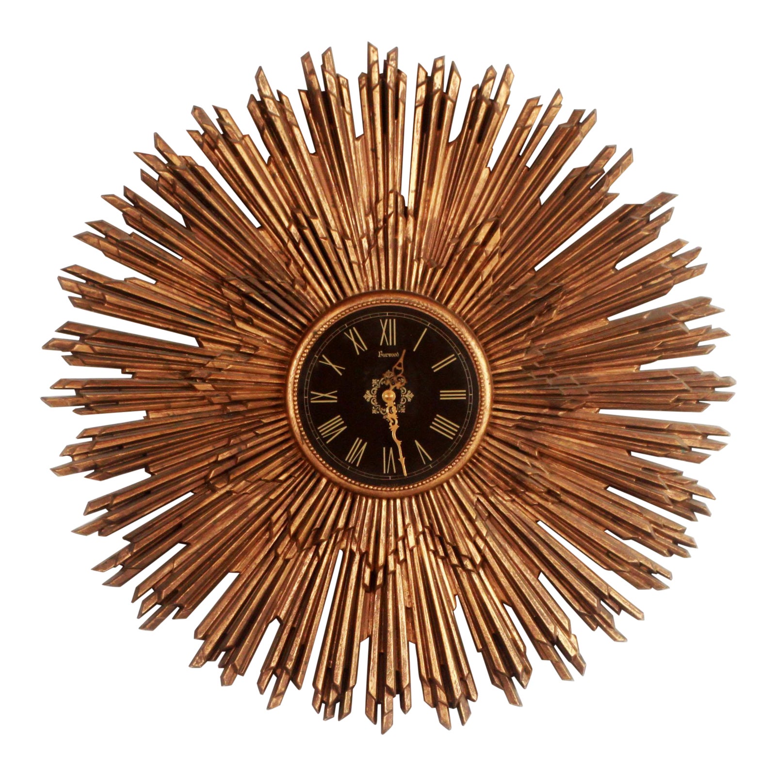 Mid Century Modern Gold Starburst Wall Clock Chairish