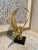 Metal Modernist Brass Bird Hood Ornament Mounted on Marble Base For Sale - Image 7 of 11