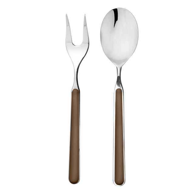 Contemporary Mepra Fantasia 2-Piece Serving Set (fork & Spoon), Tobacco For Sale - Image 3 of 3