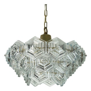 Mid-Century Modern Pendant Light with 27 Hexagonal Glass Panels, 1960s For Sale