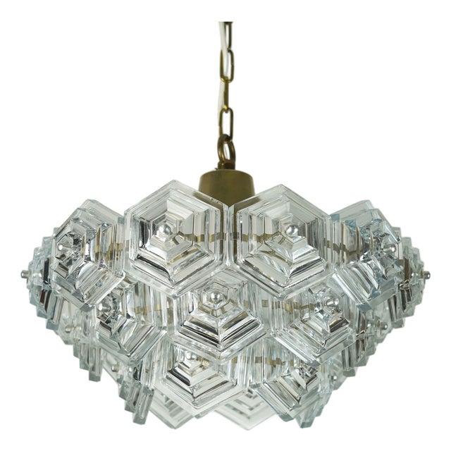 Mid-Century Modern Pendant Light with 27 Hexagonal Glass Panels, 1960s For Sale