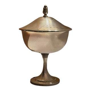 Vintage Silver Plate Covered Compote Candy Dish by Oneida For Sale