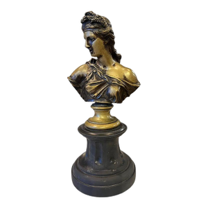 19th Century Bronze Bust of Diana Black Marble Base