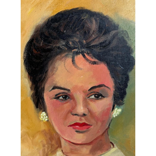 Mid-Century Modern Signed Oil Portrait of a Snobbish Young Woman 1962 For Sale - Image 3 of 6