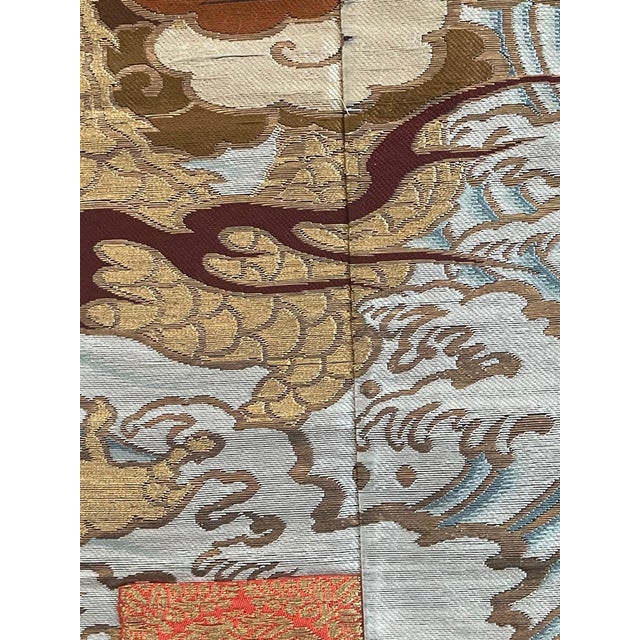 Framed Japanese Woven Textile Panel with Dragon Meiji Period For Sale - Image 9 of 14