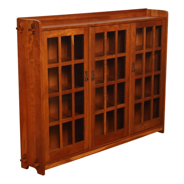 Stickley Mission Collection Cherry Three Door Bookcase For Sale