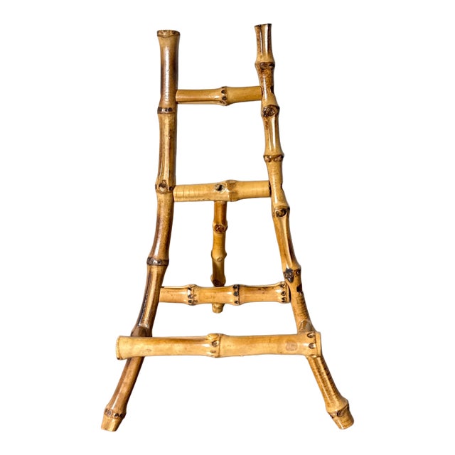 Vintage Scorched Bamboo Table Easel For Sale