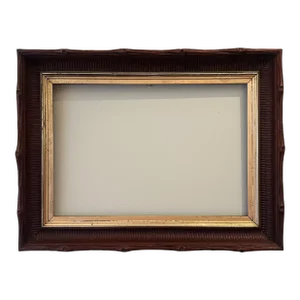 Vintage Victorian/Art Nouveau Style Deep Well Faux Bois Wood Picture Frame With Gilt Insert