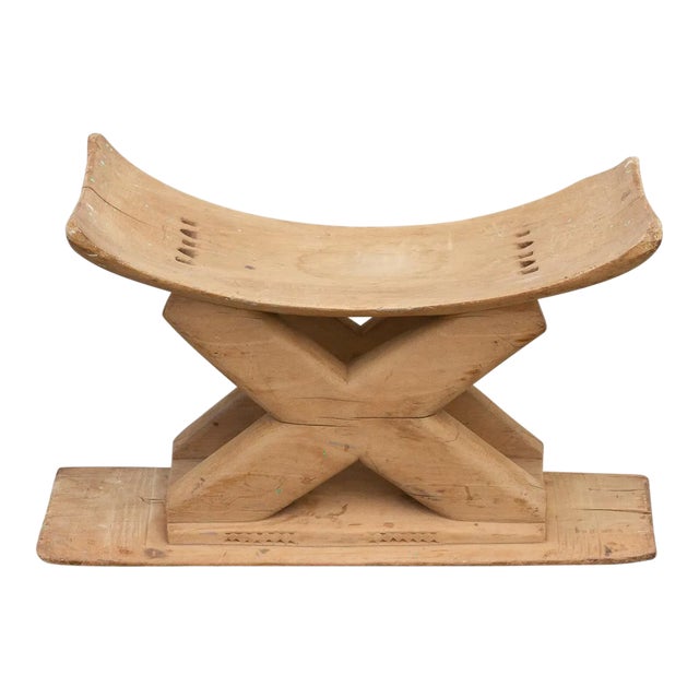 "X" Stretcher Rustic African Ashanti Stool For Sale