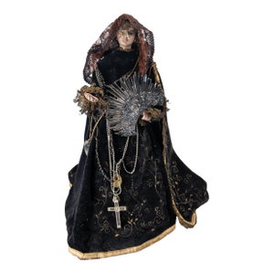 19th or 20th Century Spanish Colonial Mater Dolorosa Figure With Silver Sunburst