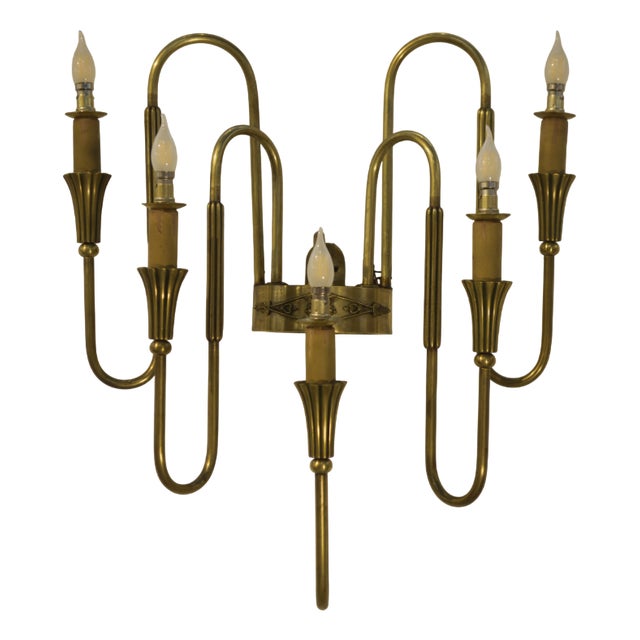 Monumental Bronze Wall Sconce, 1940s For Sale