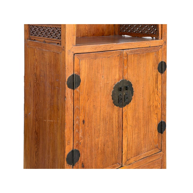 Vintage Light Brown Open Display Alcove Storage Cabinet For Sale - Image 11 of 13