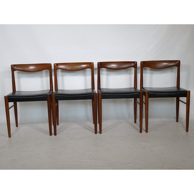 Mid-Century Modern Dining Chairs in Teak and Leather by H.W. Klein for Bramin, 1971, Set of 4 For Sale - Image 3 of 14
