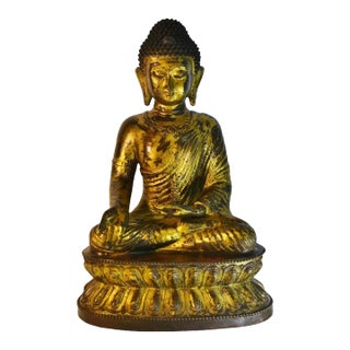 Huge Gilt Bronze Buddha Shakyamuni Statue Buddha 31 Lb For Sale