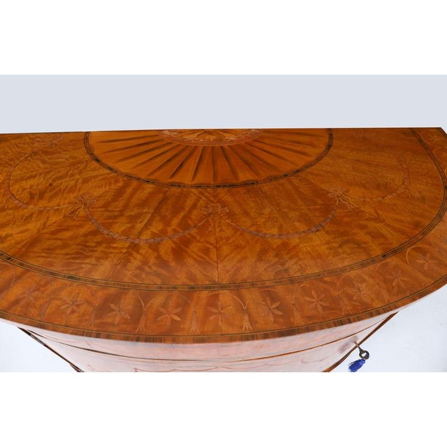 Antique English Sheraton Revival Satinwood and Marquetry Cabinet, 1900 For Sale - Image 10 of 18