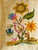 Lovely pair of antique crewel embroidered floral lumbar linen pillows with a dog and squirrel.