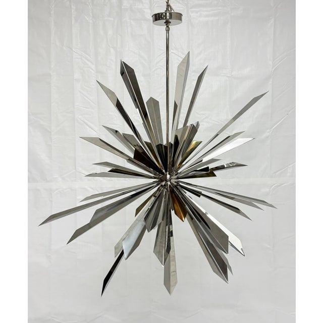 2010s Nickel & Brass "Sunburst" Chandelier by Remains Lighting, Los Angeles Modern For Sale - Image 5 of 18