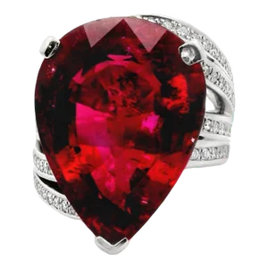 18.65 Carat Rubellite Tourmaline Diamond Platinum Cocktail Ring Size 7.5