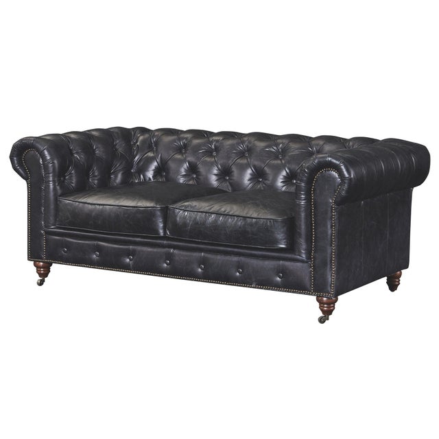2020s Century Chesterfield Love Seat - Slate Leather For Sale - Image 5 of 8