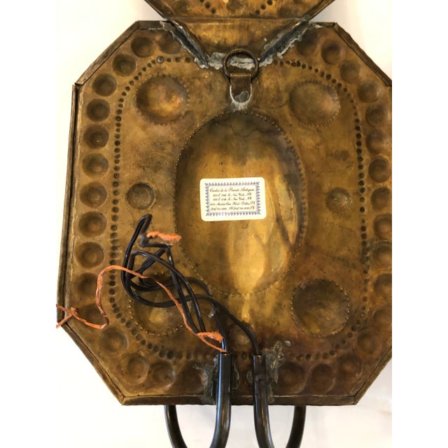 Metal Early 19th Century American Hammered Brass Wall Sconces -A Pair For Sale - Image 7 of 10
