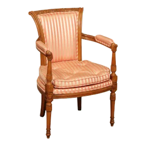 French Directoire Style Carved Fauteuil Arm Chair