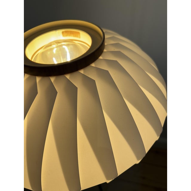 Mid-Century Modern Brass Tripod Floor Lamp attributed to Svend Aage Holm Sørensen with Shade by Lars Eiler Schiøler, Denmark, 1960s For Sale - Image 3 of 6