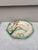 Rare 19th French Majolica Asparagus octogonal plate signed Iris Longchamp. Iris, dragonfly and daisies.