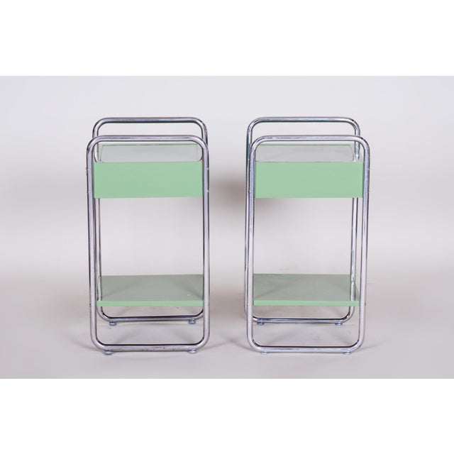Bauhaus Side Tables in Chrome-Plated Steel and Wood, Czech, 1930s, Set of 2 For Sale - Image 18 of 18