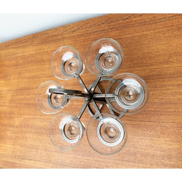 Metal Danish Table Candleholder in Metal and Glass, 1960s, Set of 7 For Sale - Image 7 of 18