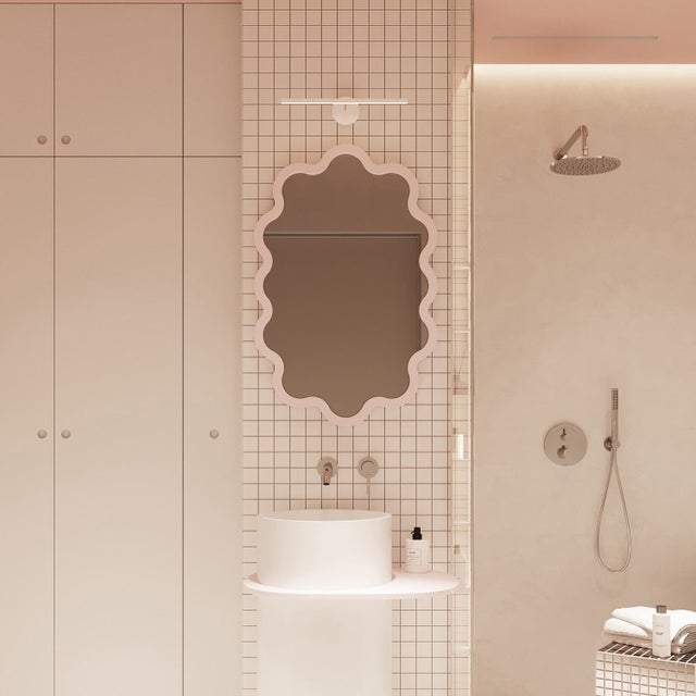 Wood Red Oval Wall Mirror for Modern Living Room – Hvyli Oval 60 For Sale - Image 7 of 16