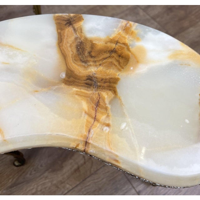 Vintage French Nested Tables in Marble, Onyx, and Brass, Set of 3 For Sale - Image 13 of 18