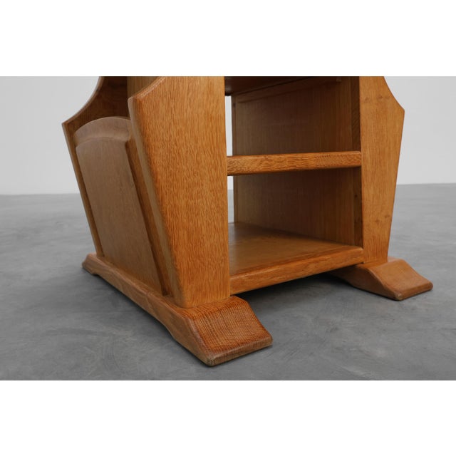 Mid-Century Modern French Blonde Oak Side Table, 1980s For Sale - Image 9 of 11