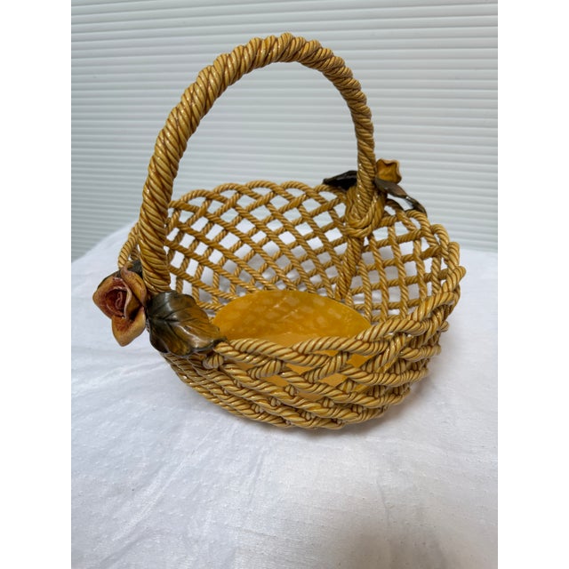 Primo'Gi Ceramic Woven Basket, Signed For Sale - Image 9 of 12