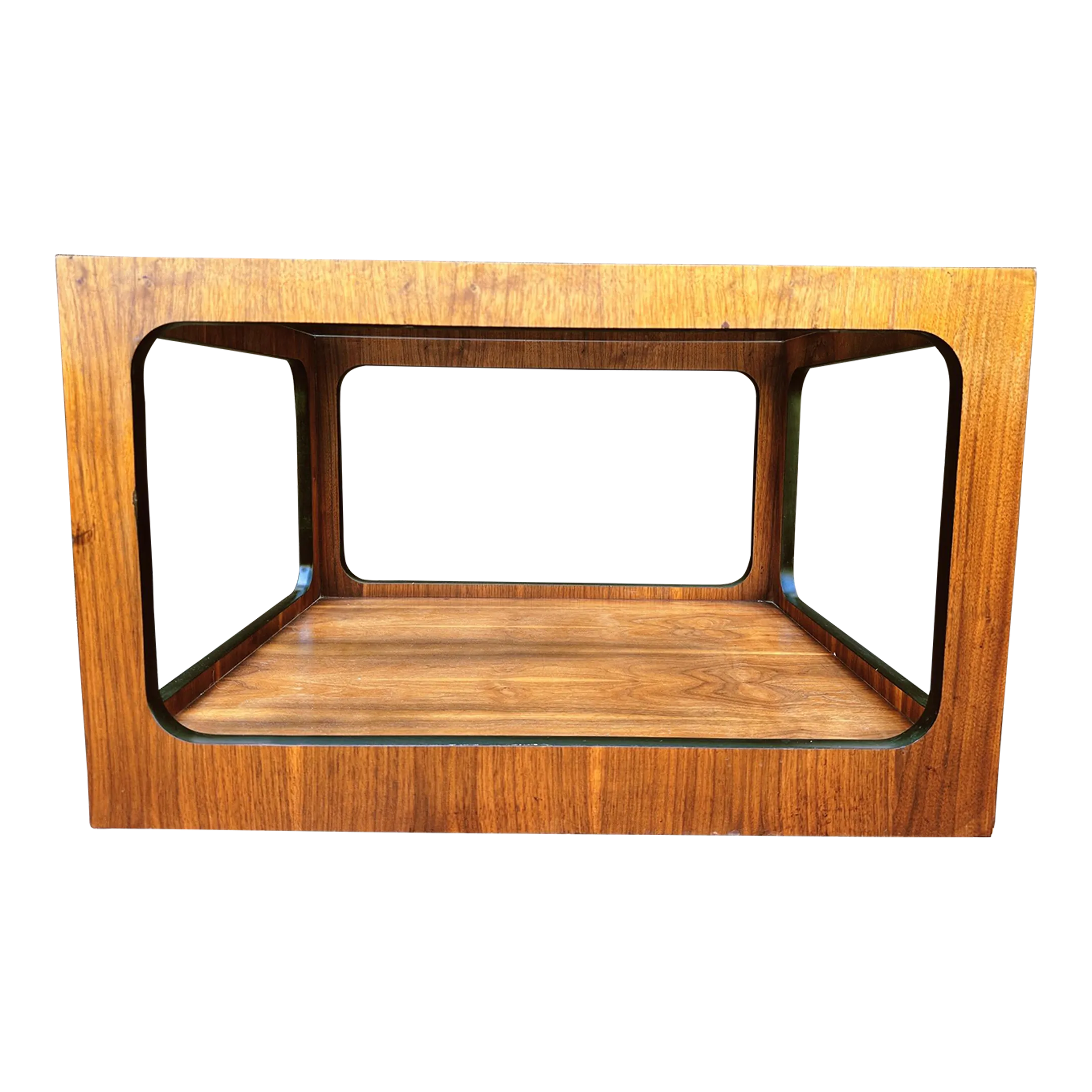 1970s Lane Altavista Va Rectangular Side Table With Smoke Glass +