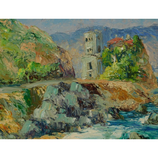 Impressionist Pedro Martinez Sancho, Mid 20th C. Early Spanish Artist, Coastal Oil Painting For Sale - Image 3 of 3