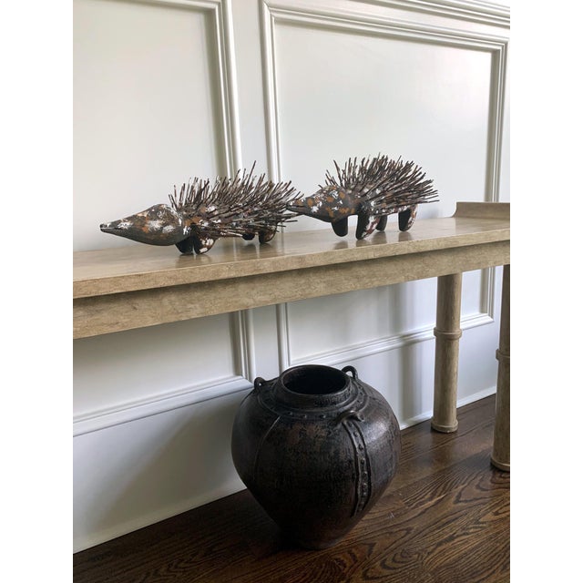 Pair of Australian Aboriginal Wood Sculpture Echidna For Sale - Image 9 of 9