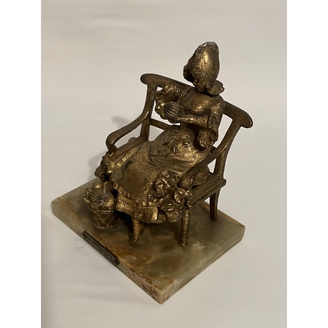 Bronze Statue Marble Girl with Cat LA Devideuse Par Maxim Antique For Sale - Image 6 of 18