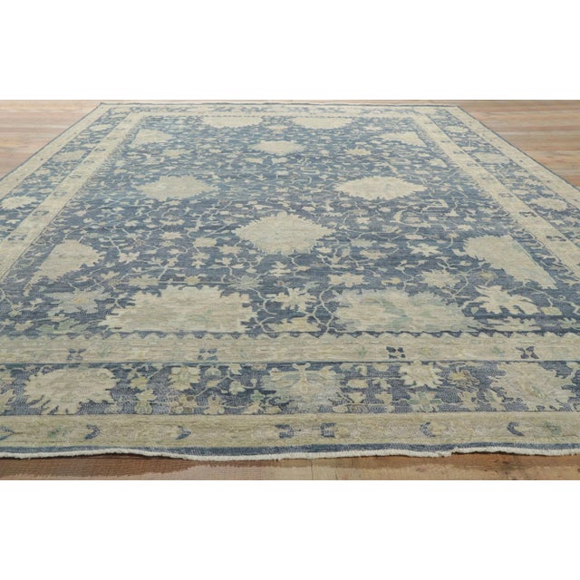 Blue Vintage Modern Blue Distressed Rug - 09'08 X 13'09 For Sale - Image 8 of 9