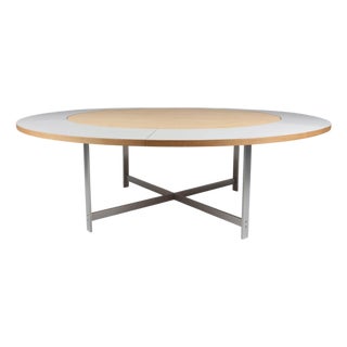 Vintage Dining Room Table in Oak and Steel by Jørgen Høj, 2010s For Sale