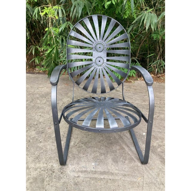 Coastal Mid 20th Century Attributed to Francois Carre Cantilever Rocker ~ Metallic Grey For Sale - Image 3 of 3
