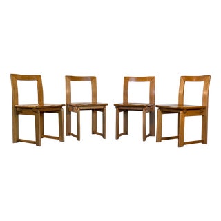 Vintage Oak Dining Chairs, 1980s, Set of 4 For Sale