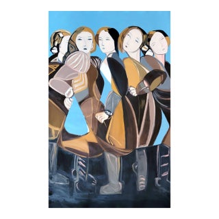 Large Contemporary Portrait Modern Multi Figure Oil Painting 160 X 96.5 CM For Sale