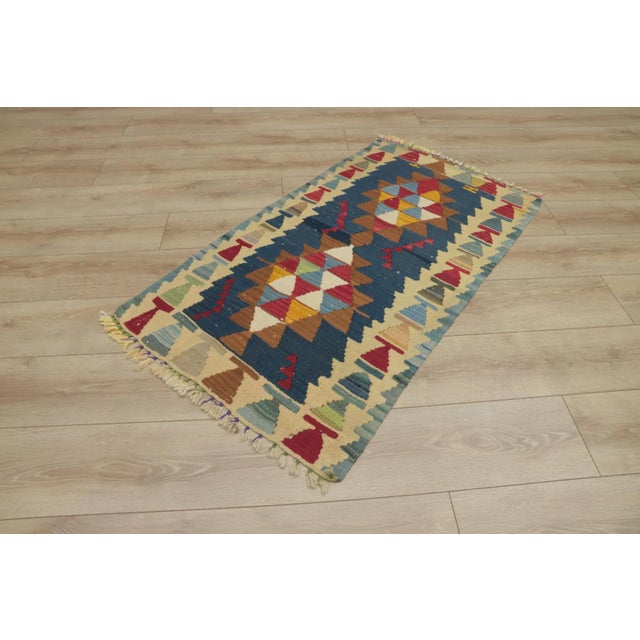 1960s Farmhouse Style Blue Anatolian Cappadocia Kilim Rug For Sale - Image 12 of 13